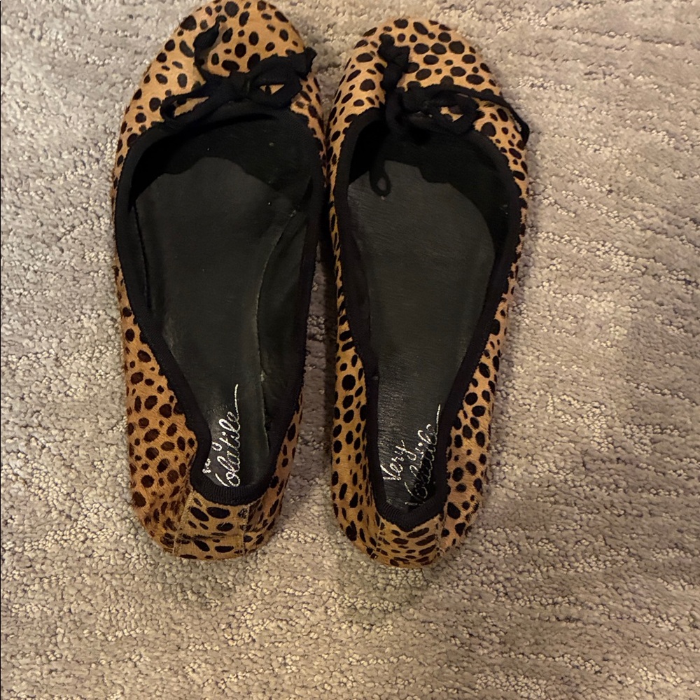 Faux fur leopard print flats.  Good condition